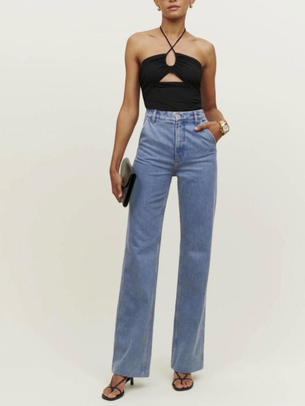 Reformation Brynn High Rise Wide Leg Trouser Jeans Women 30 Oneida‎ Blue Wash